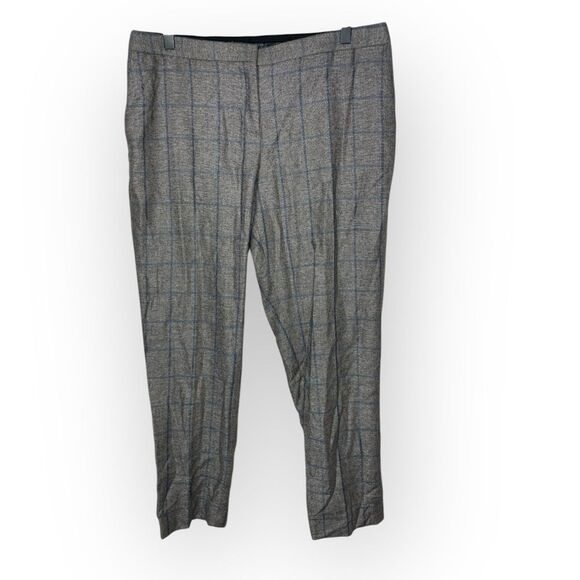 $285 Theory Cropped Wool Blend Windowpane Check Pants Size 12 - Picture 6 of 15